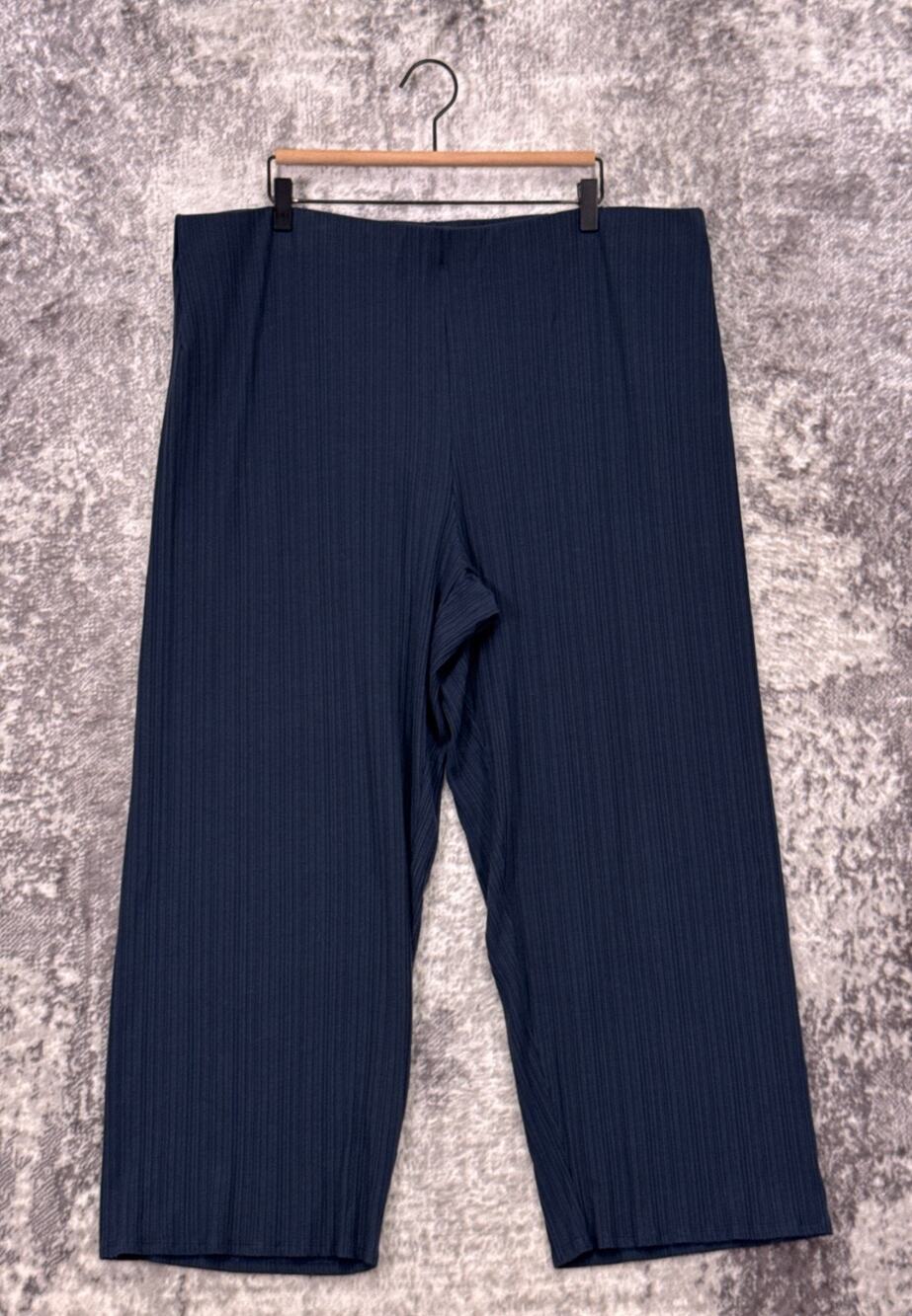 Eileen Fisher Pants 2X Womens Blue Ribbed Knit Wide Leg Pull On